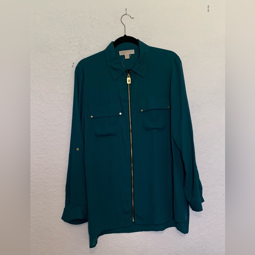Michael Kors Green Utility Jacket with Gold Hardware